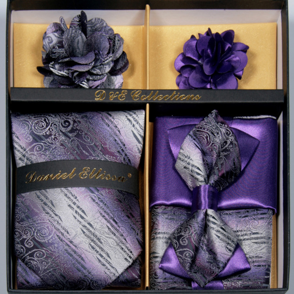 Daniel Ellissa Other - 6 Piece Purple Silver Necktie & Bow Tie Set